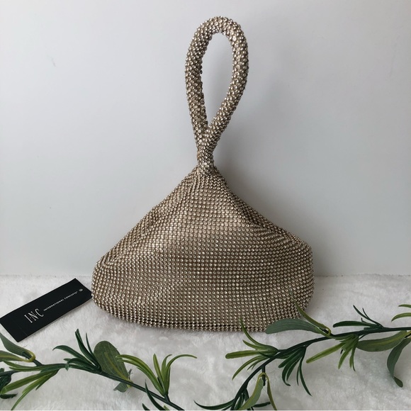 INC International Concepts Handbags - INC International Concepts Doris Sparkle Mesh Pouch, Gold